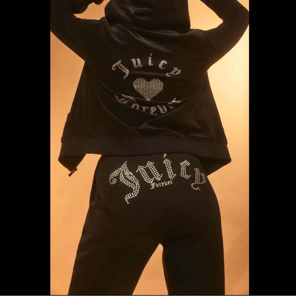 NWT JUICY COUTURE FOREVER 21 VELOUR TRACKSUIT BLACK SIZE MEDIUM